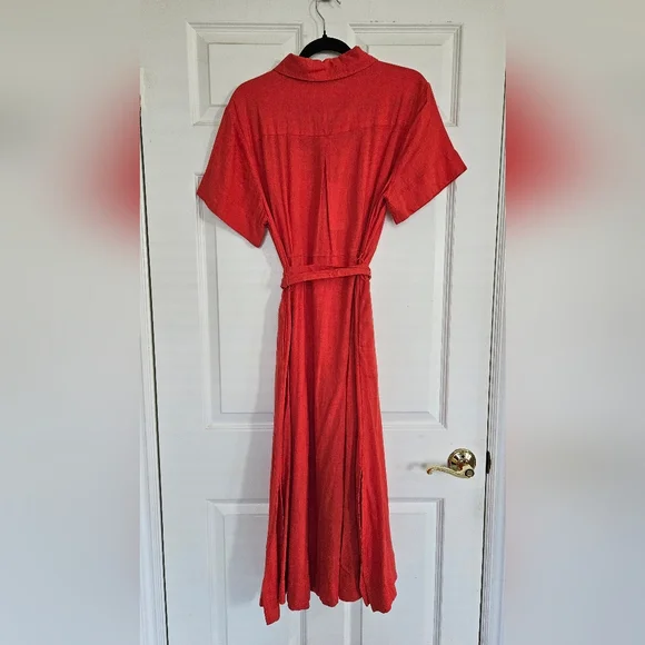 BNWT Red Linen Shirt Dress - Picture 3 of 12